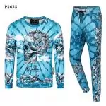 survetements ensemble jogging philipp plein noir skull qp blue